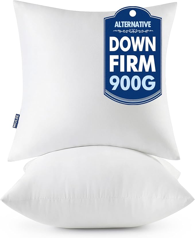 MIULEE Throw Pillows Inserts, Pack of 2 26x26 Inch 100% Virgin Fiber Filling Bed Couch Pillows