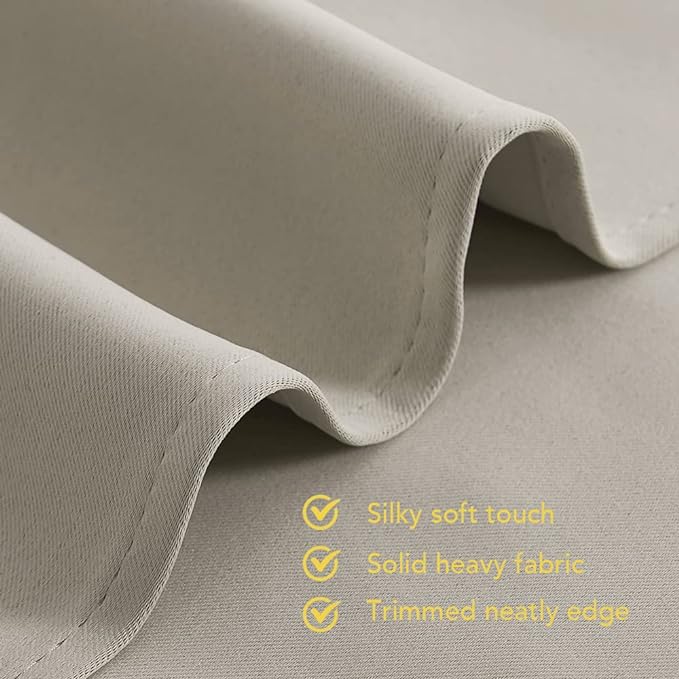 NICETOWN Natural Blackout Shack Curtains Noise Reducing, Thermal Insulated and Privacy Room Darkening Drape Panels for Boy's Guest Room Door Small Short Window (2 Panels, W34 x L48 -Inch)