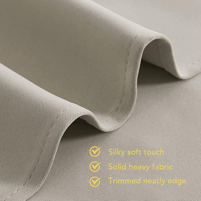 NICETOWN Modern Blackout Curtains Noise Reducing, Thermal Insulated and Privacy Room Darkening Drape Panels for Boy's Guest Room Door Small Short Window (Natural, 2 Panels, W42 x L45 -Inch)