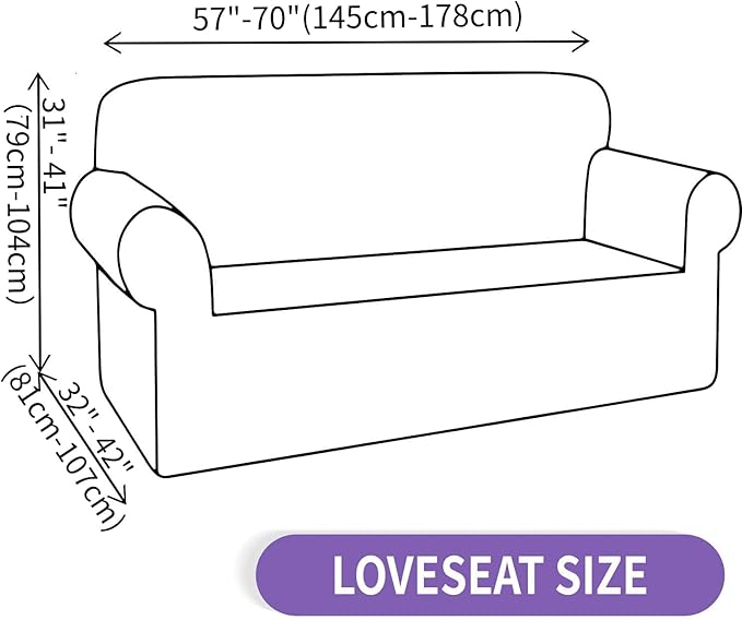 ZNSAYOTX Super Stretch Loveseat Covers (57"-70"), New Striped Love Seat Slipcover, Dogs Pet Friendly Anti-Slip Couch Protector Spandex Durable 2 Seater Fabric Sofa Cover (Black, Loveseat)