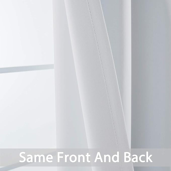 Yakamok Greyish White Curtains for Bedroom,Grommet Thermal Insulated Room Darkening Curtains for Living Room,42W x 72L,2 Panels