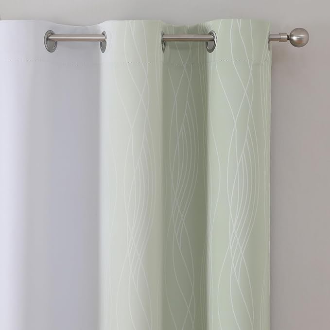 Estelar Textiler Sage and Greyish White Room Darkening Blackout Curtains 84 Inch Length 2 Panels Set for Living Room, Thermal Insulated Ombre Light Blocking Grommet Blackout Drapes for Bedroom,42Wx84L