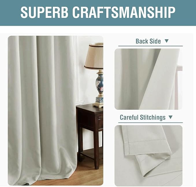 H.VERSAILTEX Blackout Curtain for Living Room Thermal Insulated Window Treatment Curtain Extra Long 84 inch Length Energy Saving Solid Grommet Top Blackout Drape, One Panel, Pale Oak, 52" W x 84" L