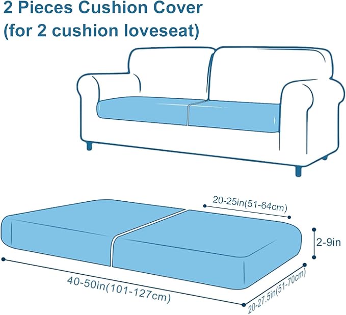 Smiry Printed Couch Cushion Covers, Stretch Soft Couch Covers for Sofa, Washable Non-Slip Sofa Slipcover Furniture Protector for Indoor and Outdoor (2 Pack, Dark Grey)