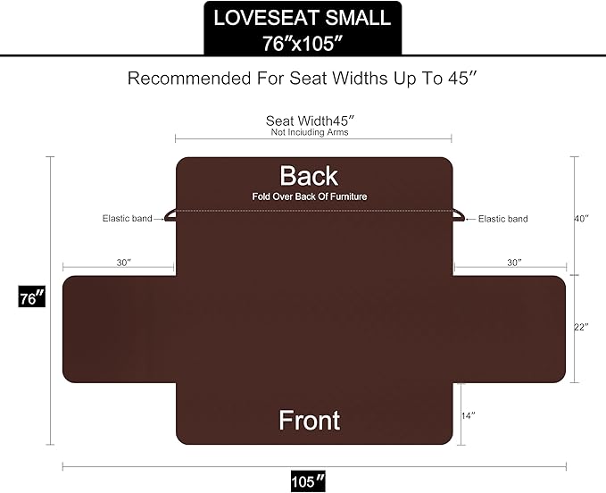 U-NICE HOME Loveseat Sofa Cover Reversible Couch Covers for 2 Cushion Couch for Dogs Furniture Protector Cover with Elastic Straps Water Resistant(Loveseat Small, Black/Grey)