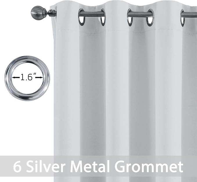 Yakamok 63 Inch Length Room Darking Curtains for Bedroom, Light Blocking Drapes Room Darkening Thermal Insulated Solid Grommet Panels for Living Room(38Wx63L, Greyish White, 2 Panels)
