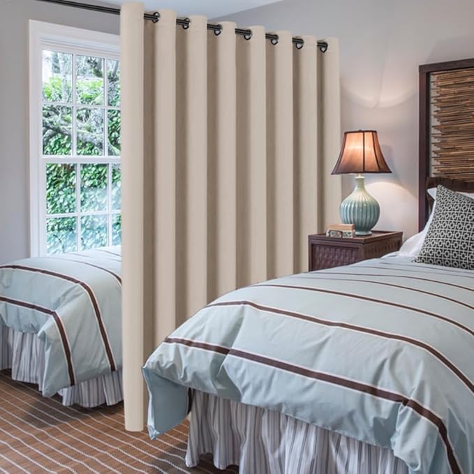H.VERSAILTEX Blackout Patio Curtains 100 x 108 Inches for Sliding Door Extral Wide Blackout Curtain Panels Thermal Insulated Room Divider - Grommet Top, 9' Tall by 8.5' Wide - Fog