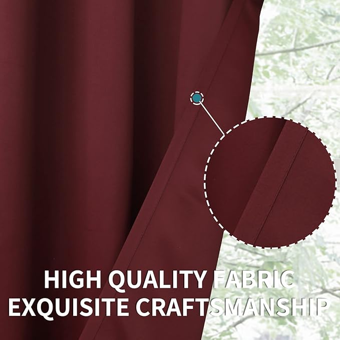 BGment Blackout Curtains for Bedroom - Grommet Thermal Insulated Room Darkening Curtains for Living Room, Set of 2 Panels (52 x 45 Inch, Burgundy)