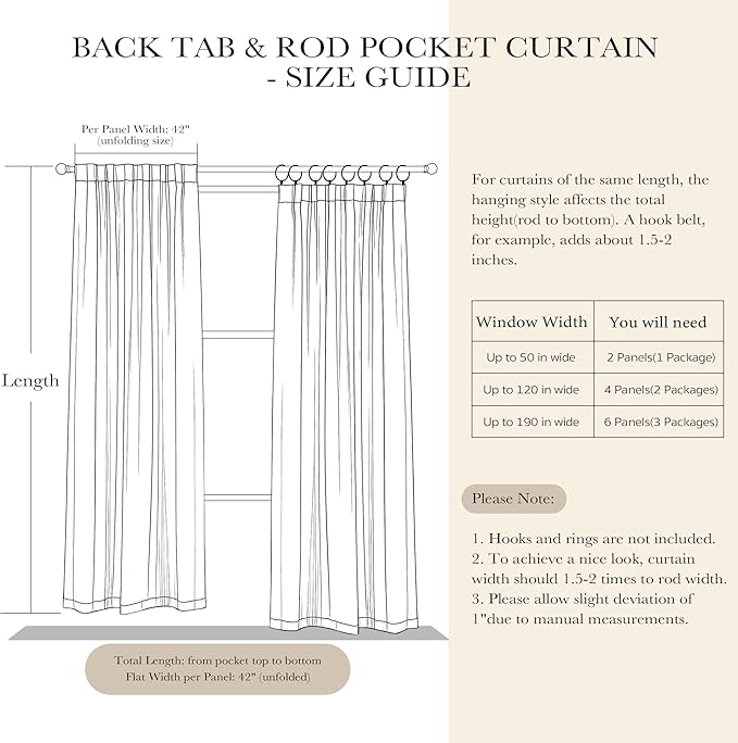 PONY DANCE Cream Blackout Curtains, Thermal Insulated Short Drapes for Small Basement Bathroom Window, Back Tab & Rod Pocket Solid Black Out Curtains for Bedroom, 42 W x 45 L, Ivory/Cream, 2 Panels