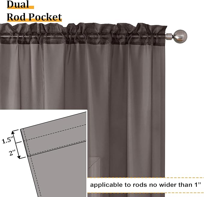 Aiyufeng Chocolate Brown Sheer Curtains 90 Inches Long 2 Panels, Solid Voile Rod Pockets Stylish Breathable Drapes Window Treatment for Kid's Room/Bedroom/Living Room, 42W x 90L, Chocolate Brown