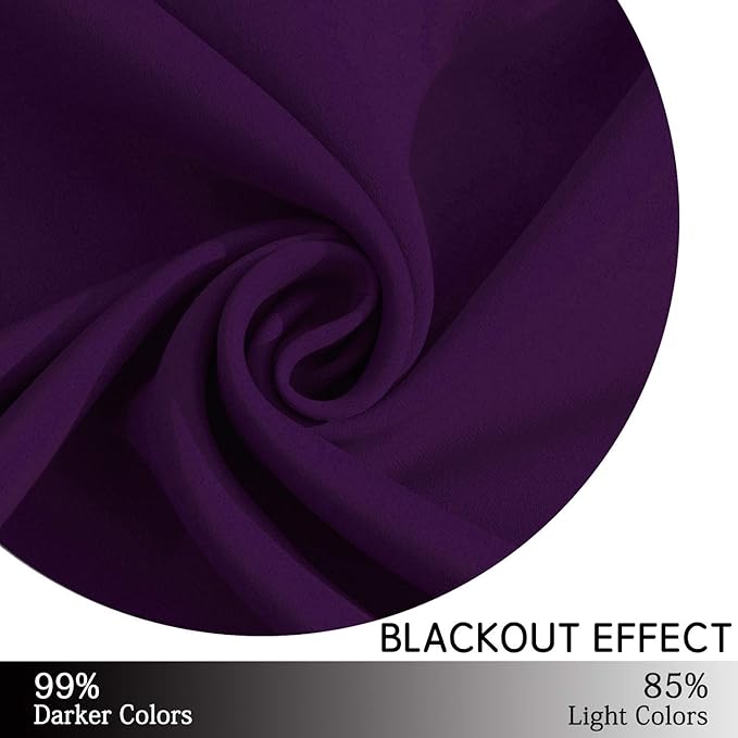 Yakamok Blackout Curtains Room Darkening Thermal Insulated Grommet top Window Curtains for Living Room, 38 x 45 Inch, Purple, Set of 2