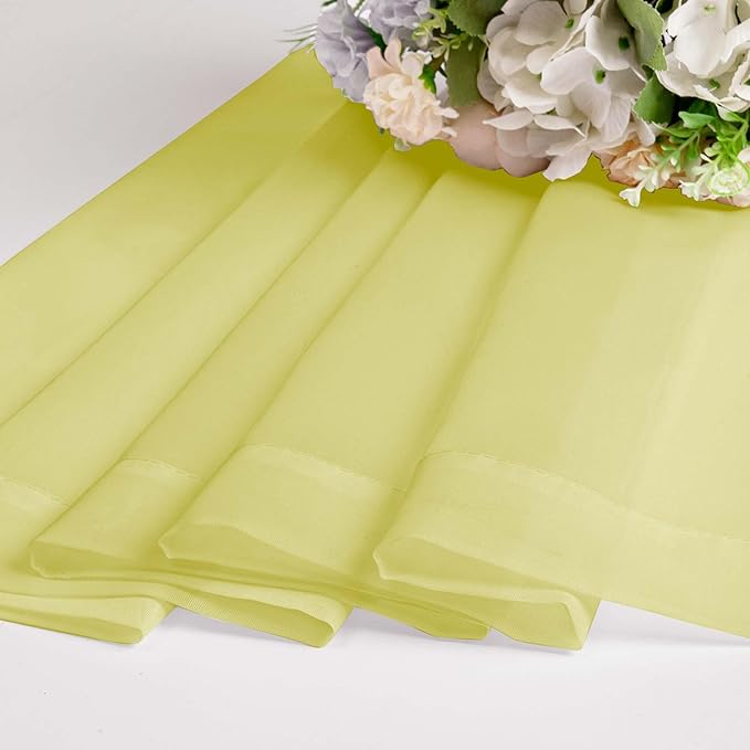 OWENIE Lemon Sheer Curtains for Bedroom Living Room 54 Inch Length 2 Panels Set, Soft Solid Light Filtering Sheer Short Curtains for Small Window, 2 Pcs Total 84 Width 54 Long, Lemon