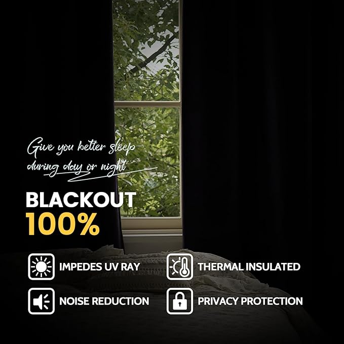 Yakamok 100% Blackout Curtain Panels 96 inches Cold and Light Blocking Drapes for Nursery, 2 Thick Layers Thermal Insulated Draperies (2 Pieces, 50 Wide Each Panel, Lilac Front with White Backing)