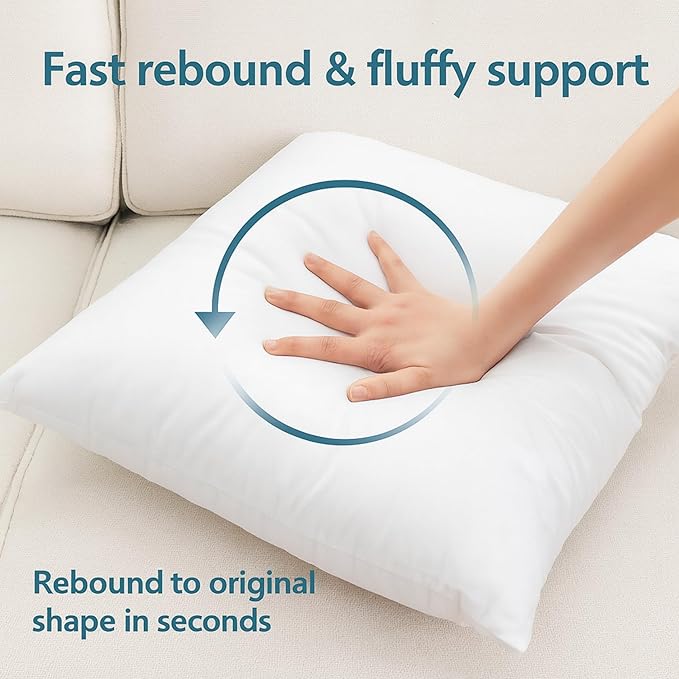 LANE LINEN 12x20 Pillow Insert - Set of 4 White Decorative Pillow for Sofa Bed, Fluffy Pillow Inserts for Throw Pillow Covers, Throw Pillows for Bed, Couch Pillows for Living Room, Bed Pillows