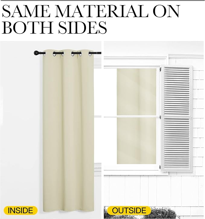 NICETOWN Kitchen Curtains for Decoration, Beige, 2 Panels, W42 x L78 inches, Thermal Insulated Grommet Room Darkening Draperies/Panels for Laundry