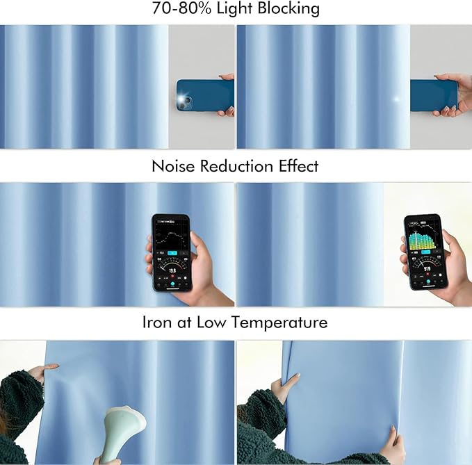 MIULEE Sky Blue Back Tab Blackout Curtains 84 Inch Length 2 Panels Set for Living Room Bedroom Privacy, Rod Pocket/Pinch Pleat Thermal Insulated Room Darkening Pleated Light Blocking Drapes