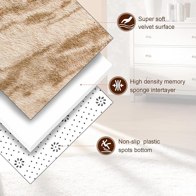 TWINNIS Super Soft Shaggy Rugs Fluffy Carpets, 4x5.9 Feet, Indoor Modern Plush Area Rugs for Living Room Bedroom Kids Room Nursery Home Decor, Upgrade Anti-Skid Rectangular Fuzzy Rug, Beige Brown