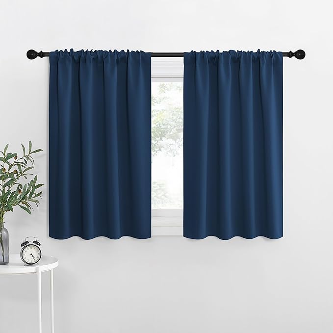 NICETOWN Blackout Curtains for RV Windows, Moroccan Blue, 29" by 20", 2 Panels, Room Darkening Window Curtain Panels, Easy-Care Solid Thermal Insulated Draperies/Drapes for Daughter Room