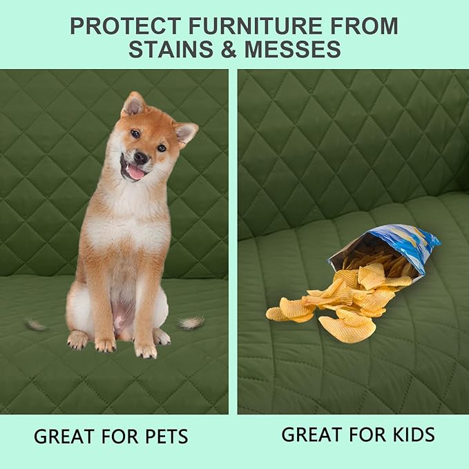 Reversible Sofa Covers Couch Cover Furniture Protector for Dogs Elastic Straps Water Resistant(Sofa,Huntergreen/Sage)