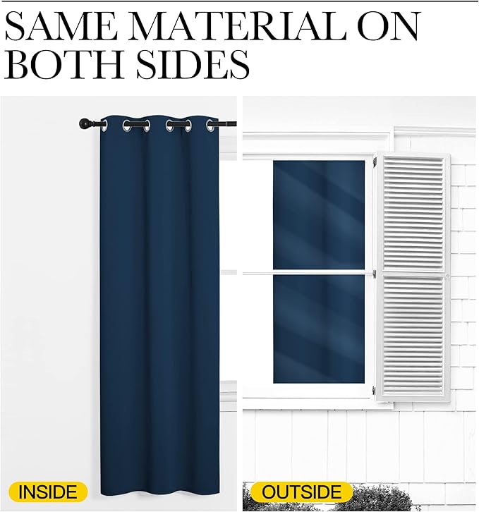 NICETOWN Blackout Draperies Curtains for Kids Room, Moroccan Blue, Set of 2, 70 by 84 inches, Window Treatment Thermal Insulated Solid Grommet Blackout Drape Panels for Bedroom