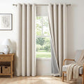 100% Blackout Linen Curtains 50" W x 84" L 2 Panels Set,Thermal Insulated Full Light Blackout Curtains for Bedroom/Living Room,Beige