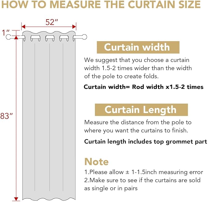 H.VERSAILTEX Living Room Linen Curtains Nickel Grommet Curtains Privacy Added Energy Saving Light Filtering Window Treatments Semi Sheer Draperies for Bedroom, Ivory, 2 Panels, 52 x 84 - Inch