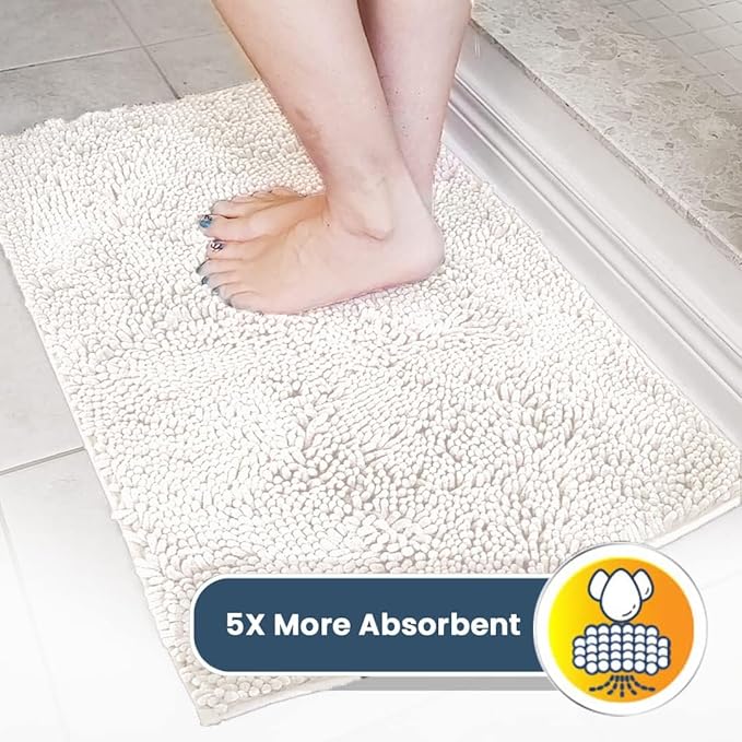 Muddy Mat® | Super Absorbent Door Mat Indoor, Microfiber Quick Dry Chenille Entryway Rug, Non-Slip Front Door Mat, Indoor Mats for Entryway, Machine Washable Pet Rug, White 35"x24"