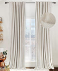 100% Blackout Shield Linen Blackout Curtains for Bedroom 80 Inches Long,Back Tab/Rod Pocket Living Room Drapes,Thermal Insulated Textured Blackout Curtains 2 Panels Set,50" W x 80" L,Cream