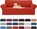 Cupuamon 2026 New Stretch Sofa Slipcovers Couch Cover for 3 Cushion Furniture Protector Sofa Covers with Elastic Bottom Jacquard Fabric Small Checks for Pets, Kids -Sofa, Pureed Pumpkin