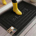 GORILLA GRIP 100% Waterproof All-Season WeatherMAX Doormat 35x23, US Designed Natural Rubber, Stain and Fade Resistant, Low Profile Indoor Outdoor Door Mats, Easy Clean Patio Mat, Black Welcome