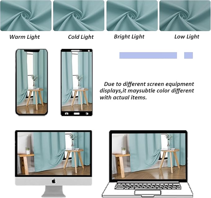 Simplebrand Blackout Extra 10ft Curtains for Patio 120 Inches Long 2 Panels Set, Solid Thermal Insulated Energy Saving Rod Pocket Window Treatment Curtains Blackout Drapes, 50" Wx120 L, Aqua