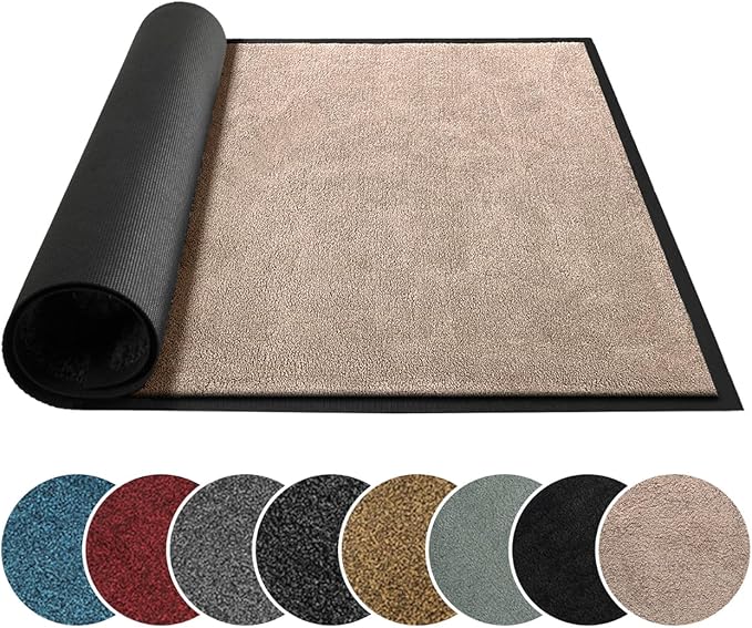 Mibao Dirt Trapper Door Mat for Indoor Outdoor, Waterproof All-Season, All-Weather Doormat, Heavy Duty Non-Slip Entrance Rug, Low Profile Absorbent Entrance Mat Carpet, 72" x 24", Beige