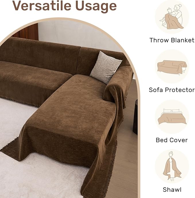 Sectional Couch Covers, 2 Pieces Washable L Shaped Couch Covers Sofa Blanket for Dogs Pet Friendly Sectional Sofa Slipcovers Furniture Covers,71"x 102"+ 71"x 110",(Large,Coffee)