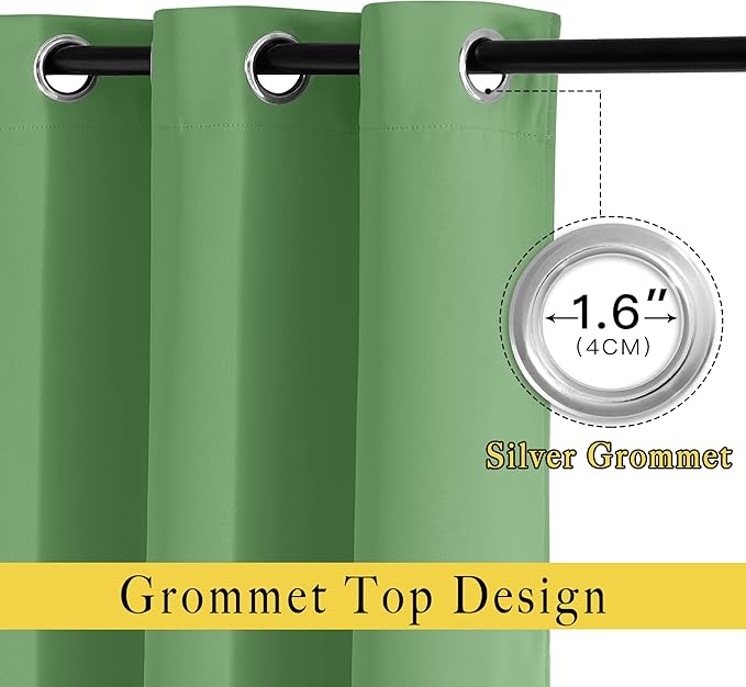 NICETOWN Room Darkening Grommet Curtain Panels - Living Room Curtains Thermal Insulated Window Treatments Privacy Draperies for Patio (W80 x L108, Forest Green, 1 Pair)
