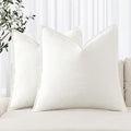 MIULEE Decorative Linen Euro Sham Pillow Covers 22x22 Inch Cream White Boho Farmhouse Neutral Couch Throw Pillows for Bed Pack of 2 Accent Modern Pillowcase Sofa Livingroom Home Decor