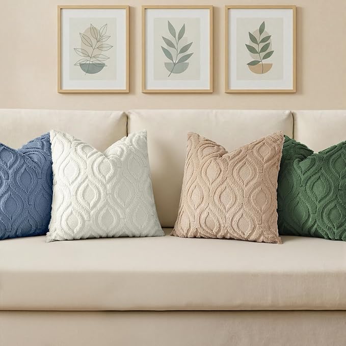decorUhome Throw Pillow Covers 26x26 Inch Set of 2, Soft Plush Faux Wool Blue Solid Couch Pillow Covers, Accent Euro Sham Farmhouse Neutral Square Pillow Cases for Sofa Bed Living Room