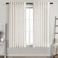 Cream Linen Curtains 67 Inch Length for Living Room 2 Panels Set Neutral Modern Farmhouse Window Curtain Semi Sheer Light Filtering Privacy Back Tab Rod Pocket Drapes for Bedroom Natural Ivory 52x67