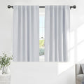 PONY DANCE Blackout Curtains Short - Kitchen Window Draperies Energy Efficient Thermal Insulated Back Tab/Rod Pocket Curtain Panels/Window Treatments for Bathroom, 42 W x 40 L, Greyish White, 2 Pieces