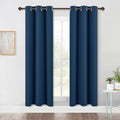 NICETOWN Bedroom Blackout Draperies Panels, 2 Panels, 42 x 72 Inch, Moroccan Blue, Three Pass Microfiber Noise Reducing Thermal Insulated Solid Ring Top Window Curtains