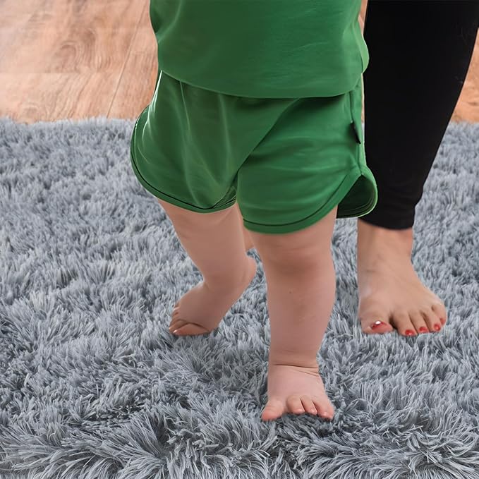 Soft Runner Rugs for Bedroom Hallways, 2x3 Grey Fluffy Shag Throw Area Rug Non Slip for Bedside Dorm, Long Shaggy Furry Carpet for Nursery Living Room