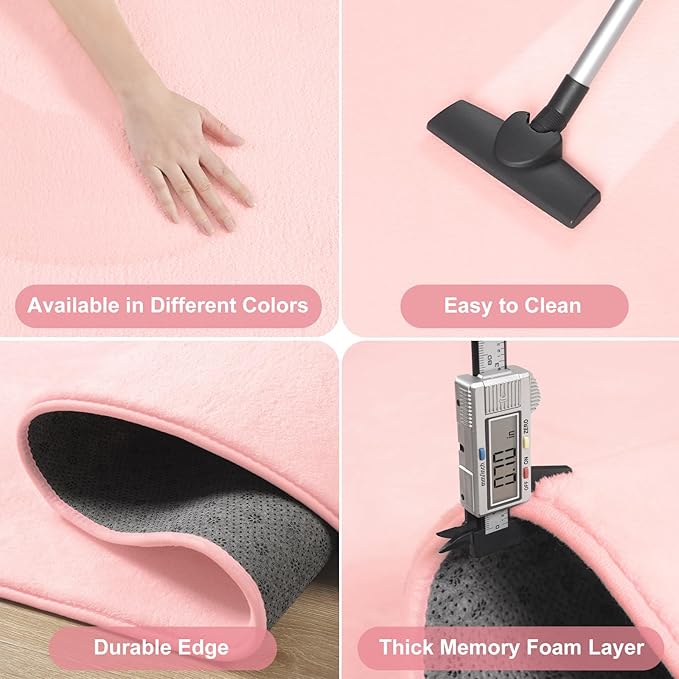 Amearea Modern Washable Runner Rugs, 2x4 Feet Pink Bedroom Runner Rug, Small Area Rugs for Bedroom Living Room, Non Slip Memory Foam Rug for Hallway Entryway Kids Boys Girls Room Laundry Room