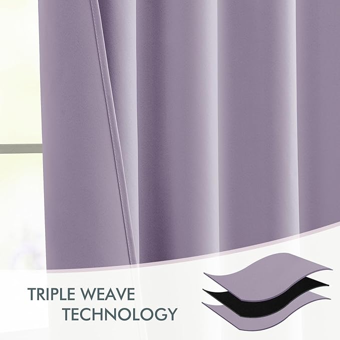 MIULEE Lilac Back Tab Blackout Curtains 84 Inch Length 2 Panels Set for Living Room Bedroom Privacy, Rod Pocket/Pinch Pleat Thermal Insulated Room Darkening Pleated Light Blocking Drapes