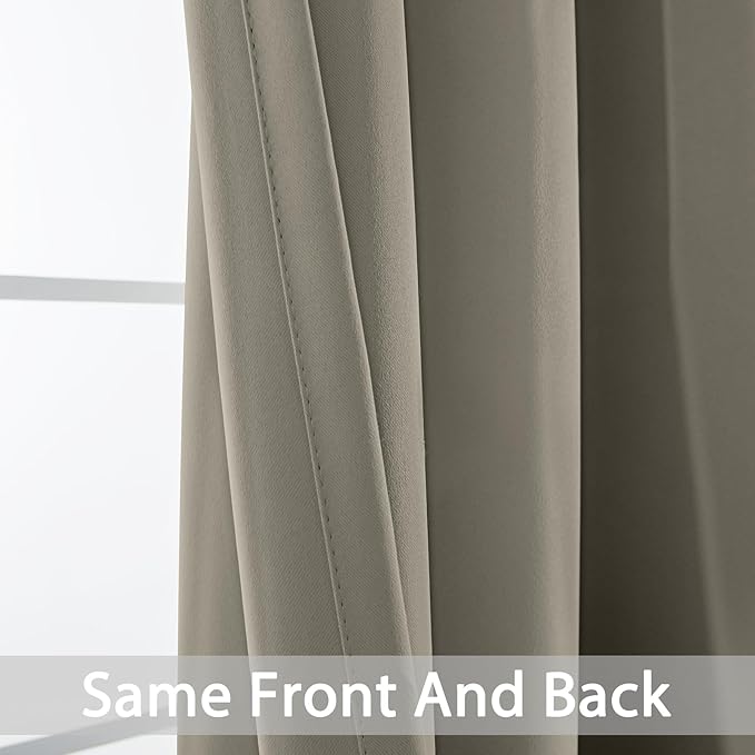 Yakamok Premium Room Darkening Thermal Insulated Curtains for Bedroom/Living Room - Classic Grommet Top (2 Panels, Taupe, 38 Inch by 84 Inch)