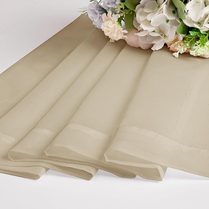 OWENIE Taupe Sheer Curtains 90 Inches Long for Bedroom Living Room 2 Panels Set, Rod Pocket Solid Taupe Curtains, Soft Touch Elegant Voile Curtains & Drapes for Nursery, 42"x90", 2 Pcs