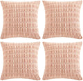 Fancy Homi 4 Packs Boho Pink Decorative Throw Pillow Covers 22x22 Inch for Living Room Couch Bed Sofa, Rustic Modern Farmhouse Home Decor, Soft Plush Corduroy Cute Square Cushion Case 55x55 cm