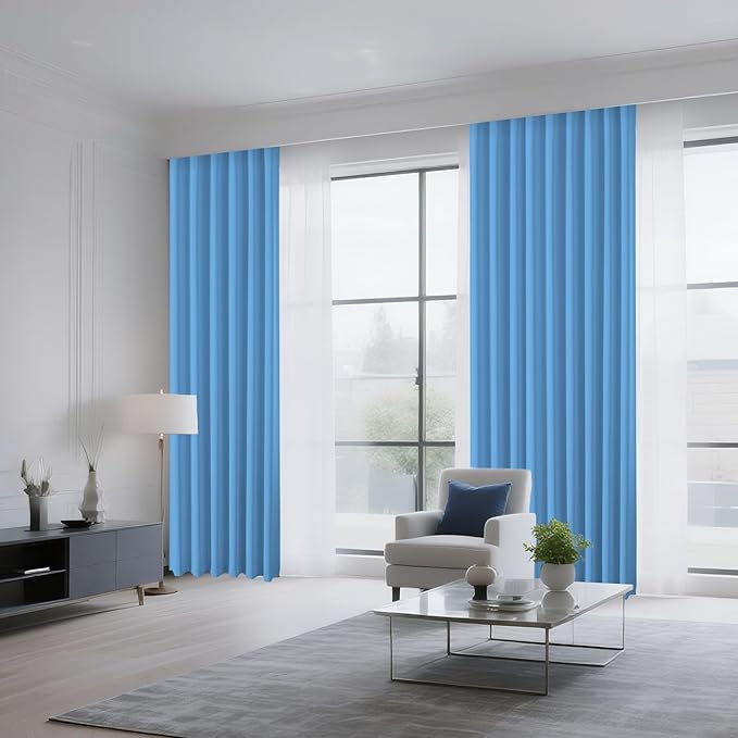 CUCRAF Light Blue Blackout Curtains 96 inch Length 2 Panels Set, Rod Pocket Room Darkening Drapes for Bedroom Living Room, Insulated Thermal Light Blocking Window Curtain (W52 x L96 Inch)