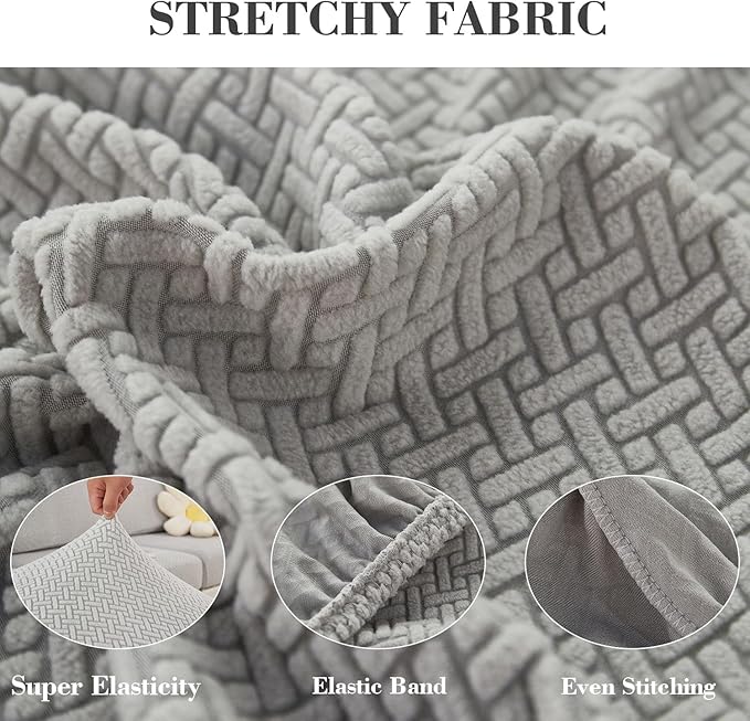 Sofa Covers Couch Covers for Sofa Pet Friendly Couch Cushion Covers Universal Sofa Covers Washable Stretch Slipcovers for Sectional Sofa (Texture Light Gray,Back Cover L)