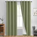 Yakamok 100% Blackout Curtain Panels 96 inches Cold and Light Blocking Drapes for Nursery, 2 Thick Layers Thermal Insulated Draperies (2 Pieces, 50 Wide Each Panel, Sage Front with White Backing)