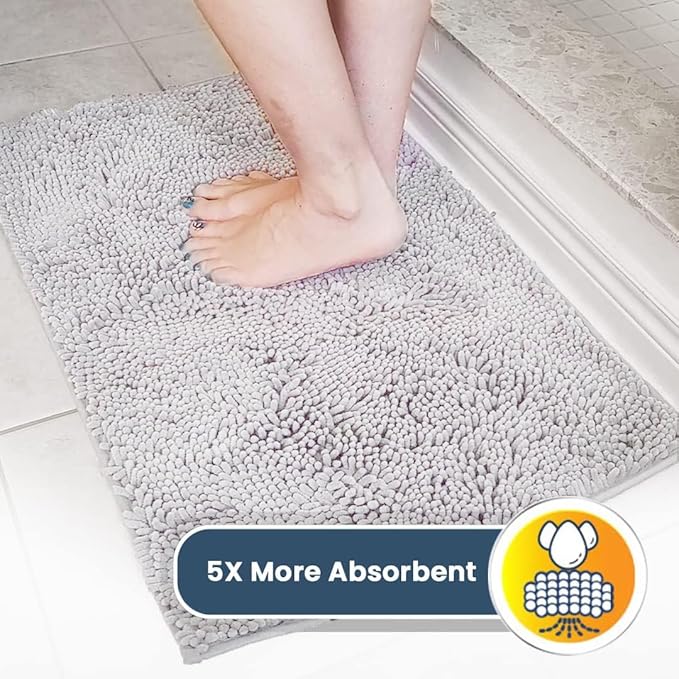 Muddy Mat® | Super Absorbent Door Mat Indoor, Microfiber Quick Dry Chenille Entryway Rug, Non-Slip Front Door Mat, Indoor Mats for Entryway, Machine Washable Pet Rug, White 48"x60"