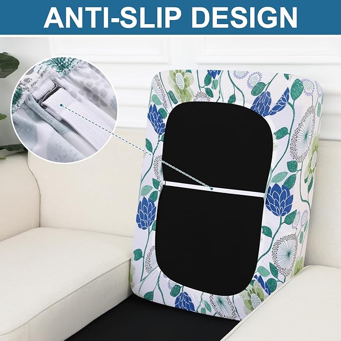 Smiry Printed Couch Cushion Covers, Stretch Soft Couch Covers for Sofa, Washable Non-Slip Sofa Slipcover Furniture Protector for Indoor and Outdoor (Large, Light Green)